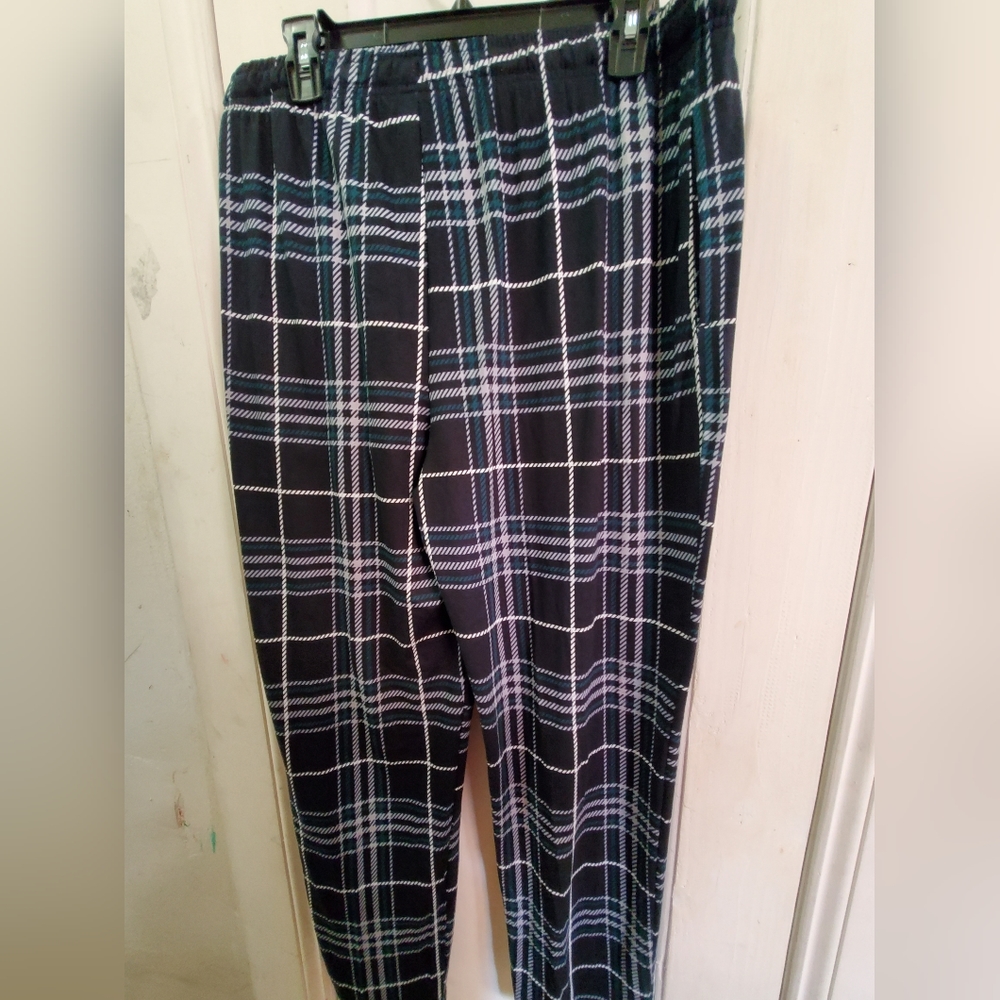 Perry Ellis Portfolio Men's Plaid Knit Pajama Pants - Dark Green - Picture 5 of 6